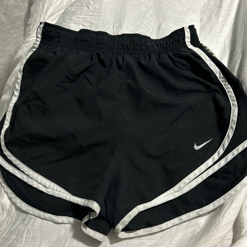 Nike Black Athletic Shorts with White Piping